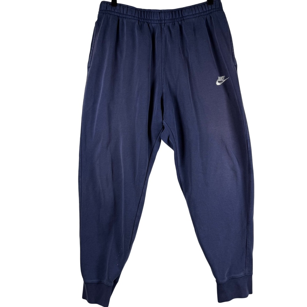 Nike Sweatpants Mens XL Navy Blue Fleece Joggers Embroidered Logo Sportswear